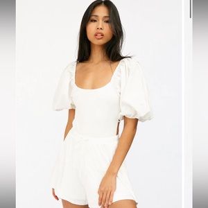 Sabo Skirt White Balloon Sleeve Natalia Bodysuit size Medium